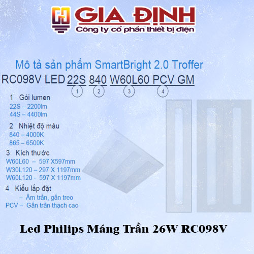 đèn Led Philips Máng Trần 26W RC098V
